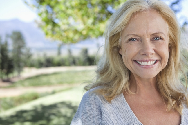 smiling blonde woman